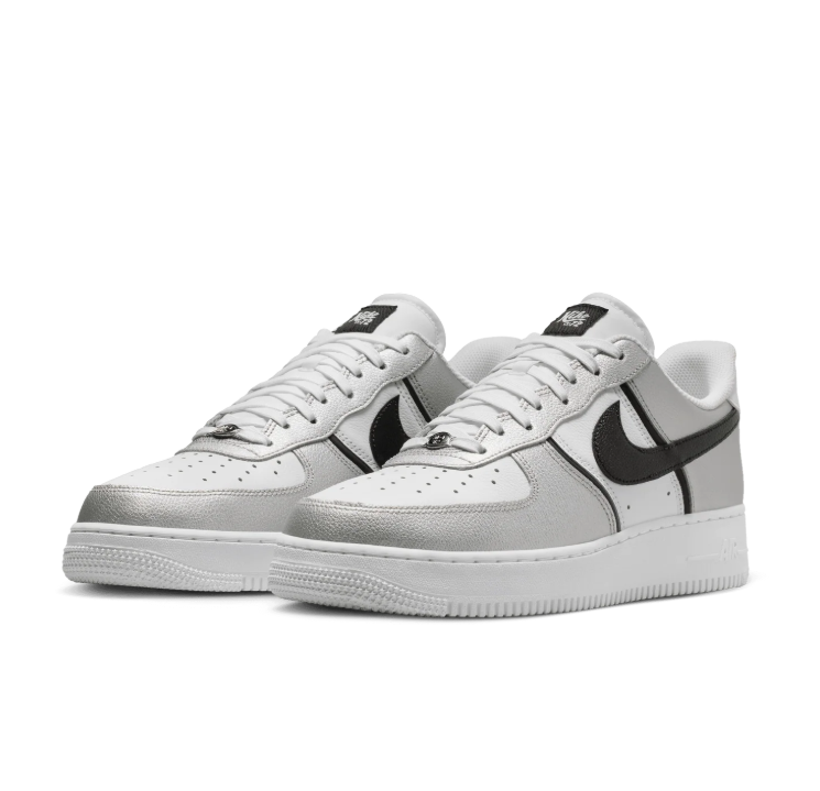 Nike White & Metallic Silver Low-Top Sneakers