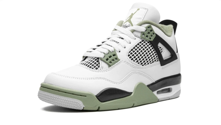 Jordan White, Black & Sage Green Mid-Top Sneakers