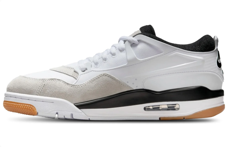 Jordan White & Black Low-Top Sneakers with Gum Accents