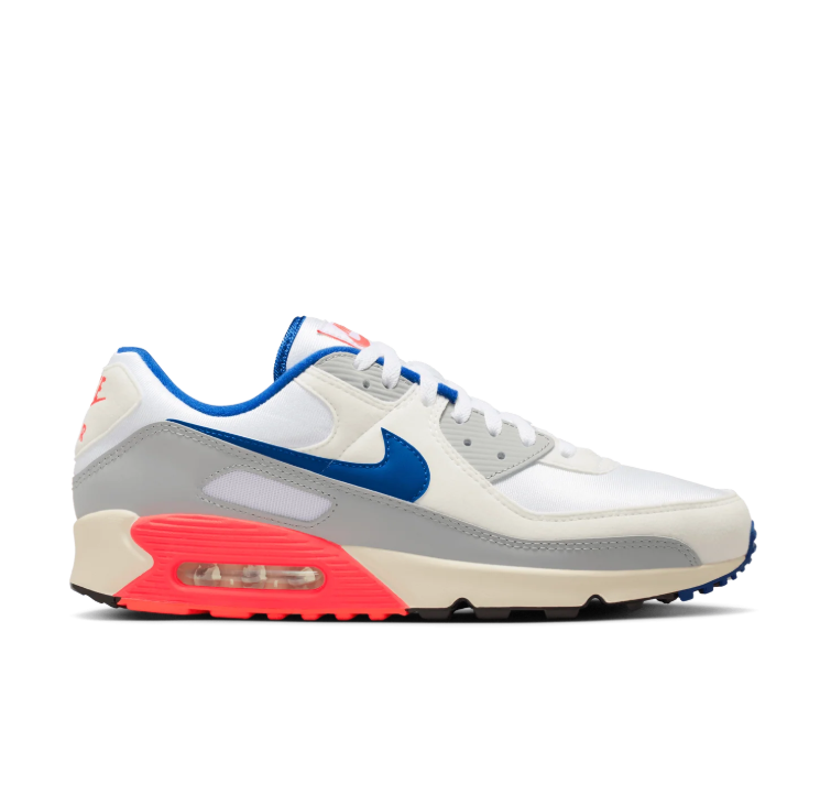 Nike White & Grey Sneakers with Blue and Coral Accents