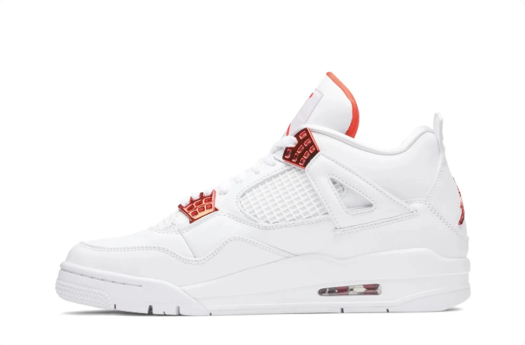 Jordan White Sneakers with Metallic Red Accents
