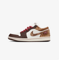 Jordan Brown and White Low-Top Sneakers with Red Laces