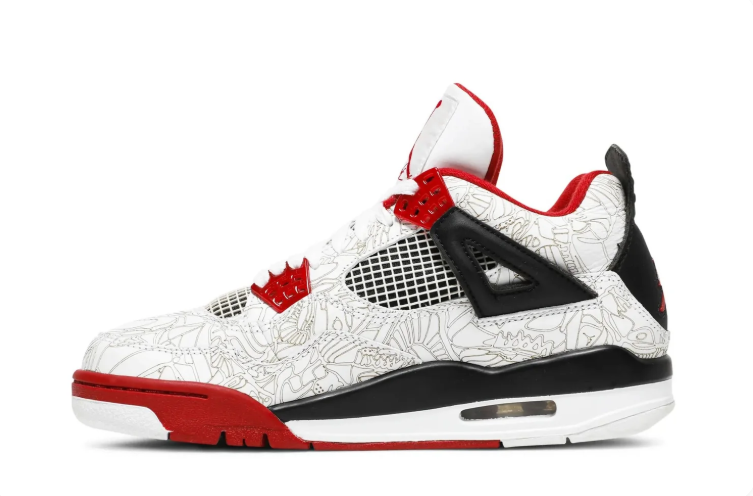 Jordan Graphic Mid-Top Sneakers – White, Red & Black