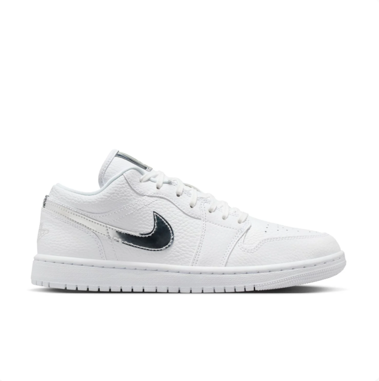 Jordan White Low-Top Sneakers with Metallic Silver Details