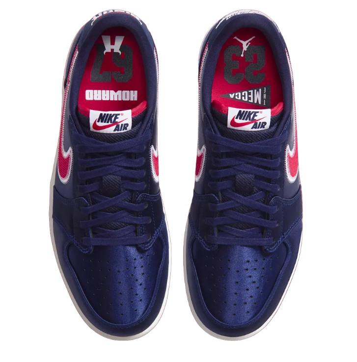 Jordan Navy & Red Low-Top Sneakers – Contrast-Stitched Swoosh