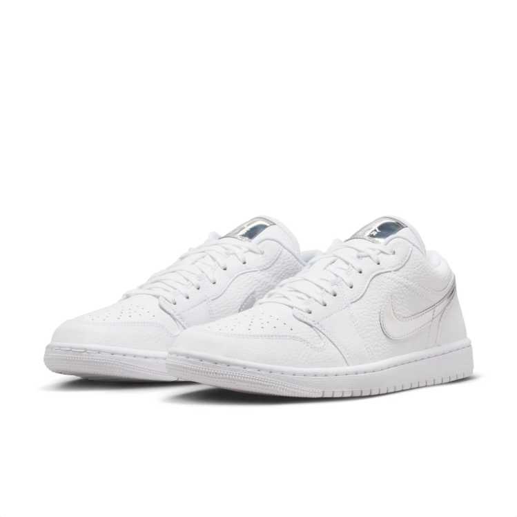 Jordan White Low-Top Sneakers with Metallic Silver Details