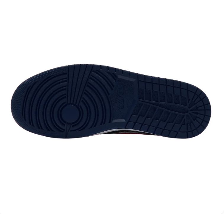 Jordan Navy & Red Low-Top Sneakers – Contrast-Stitched Swoosh