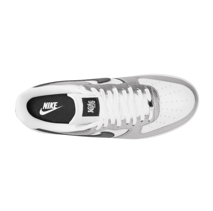 Nike White & Metallic Silver Low-Top Sneakers