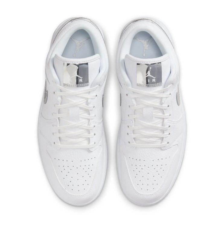 Jordan White Low-Top Sneakers with Metallic Silver Details