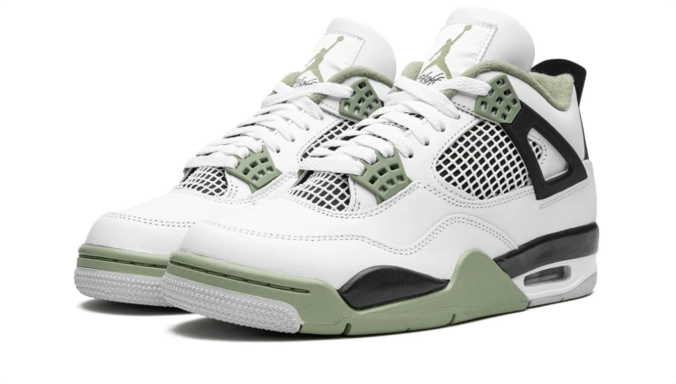 Jordan White, Black & Sage Green Mid-Top Sneakers