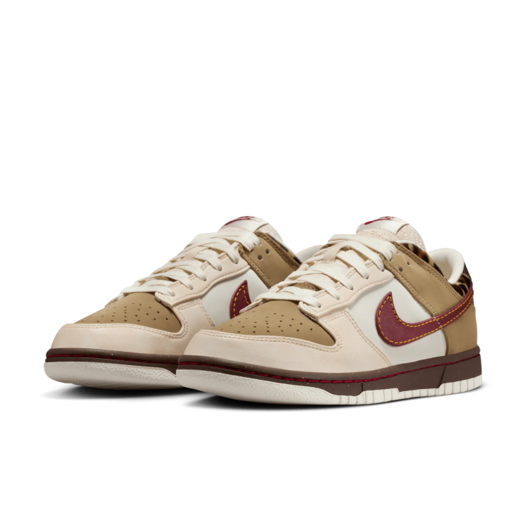Nike Cream & Khaki Low-Top Sneakers with Leopard Accents