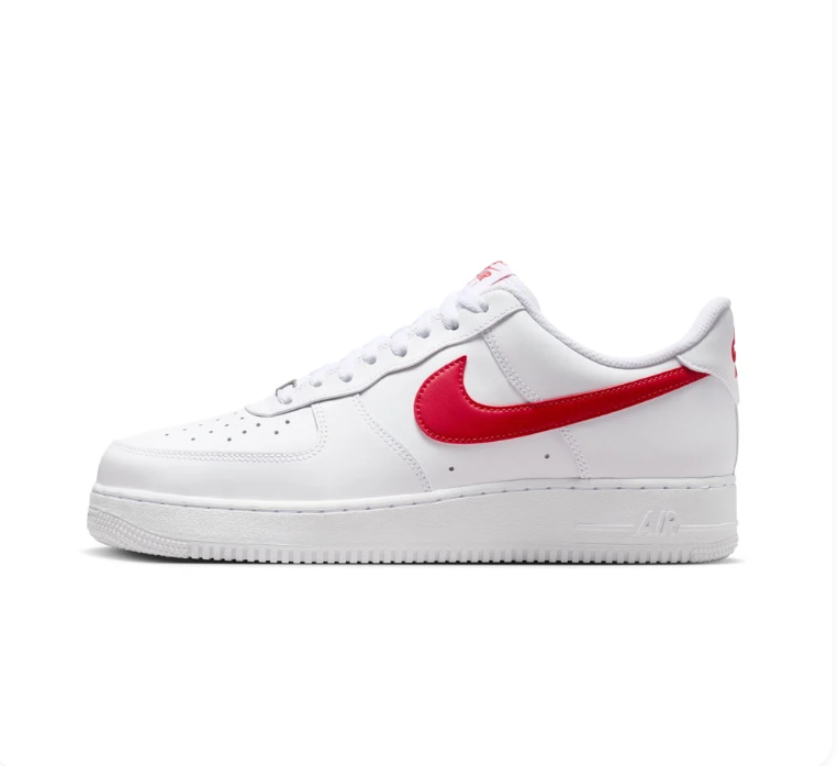 Nike Air Force 1 Low – White & Red Accent Sneakers