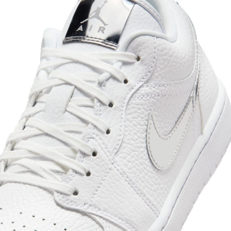 Jordan White Low-Top Sneakers with Metallic Silver Details