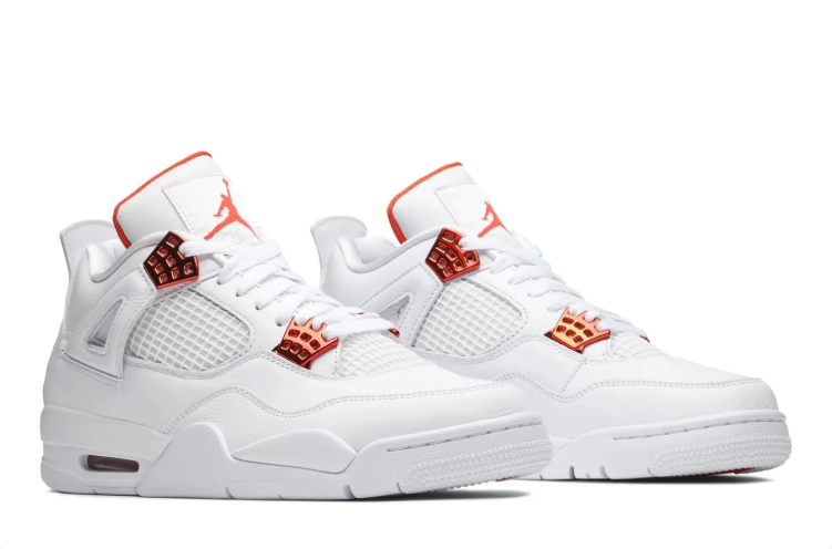 Jordan White Sneakers with Metallic Red Accents
