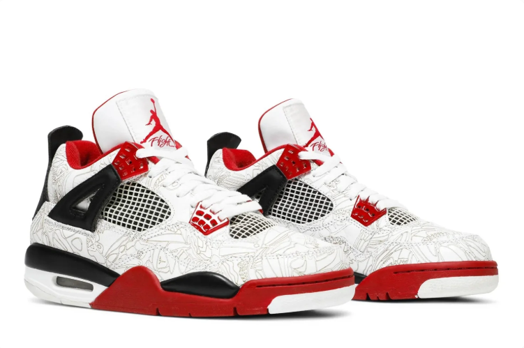 Jordan Graphic Mid-Top Sneakers – White, Red & Black