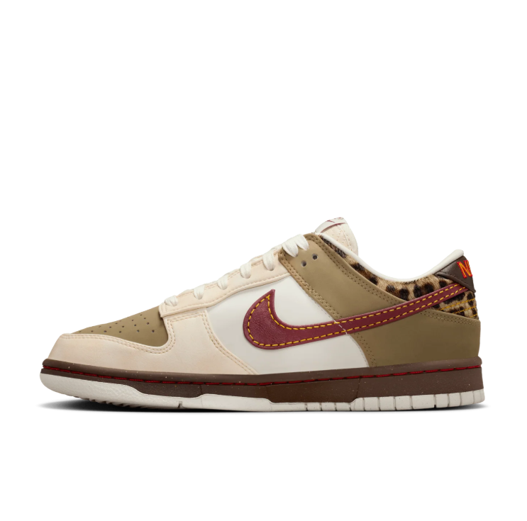 Nike Cream & Khaki Low-Top Sneakers with Leopard Accents