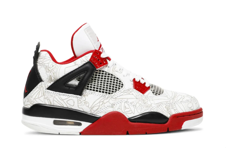 Jordan Graphic Mid-Top Sneakers – White, Red & Black