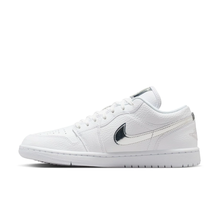 Jordan White Low-Top Sneakers with Metallic Silver Details