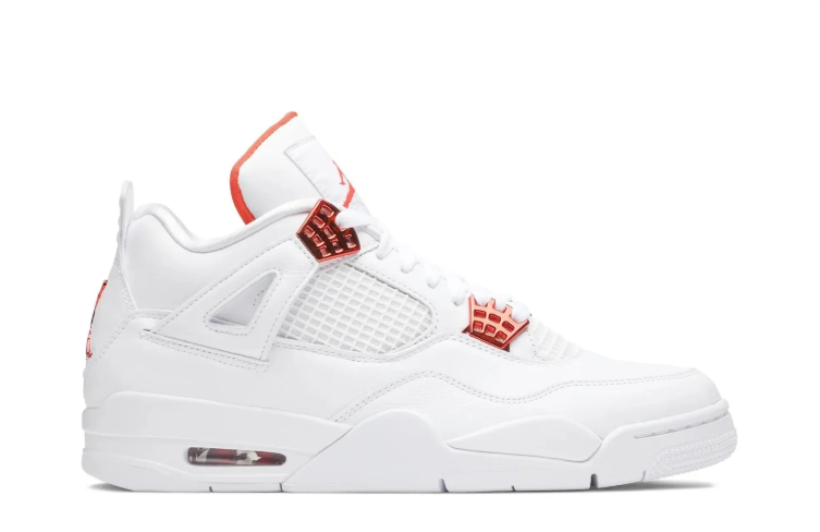 Jordan White Sneakers with Metallic Red Accents