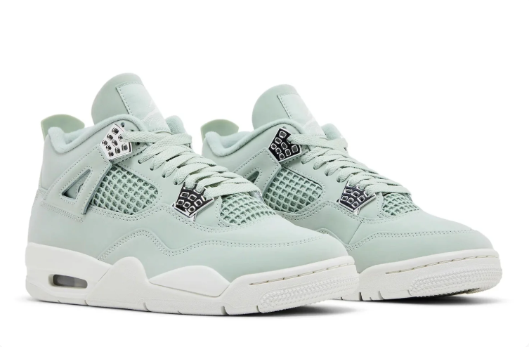 Jordan Mint Green Mid-Top Sneakers with Metallic Accents