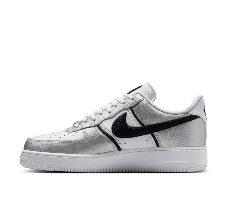 Nike White & Metallic Silver Low-Top Sneakers