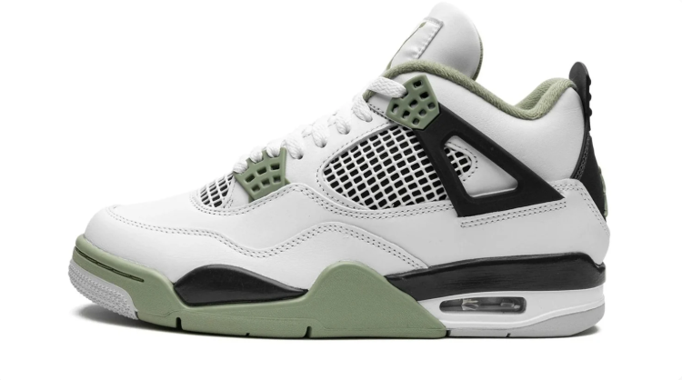 Jordan White, Black & Sage Green Mid-Top Sneakers