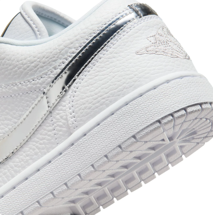Jordan White Low-Top Sneakers with Metallic Silver Details