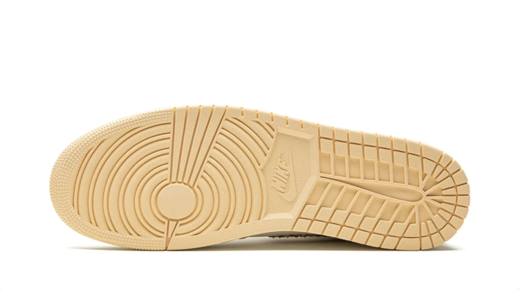 Air Jordan 1 High Ivory & Gold-Textured Sneakers