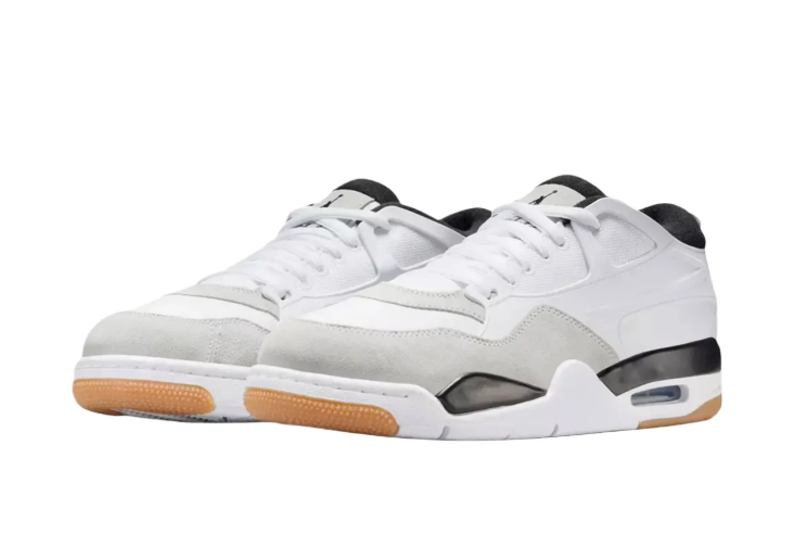 Jordan White & Black Low-Top Sneakers with Gum Accents