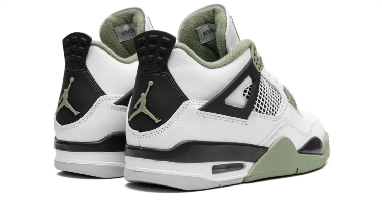 Jordan White, Black & Sage Green Mid-Top Sneakers