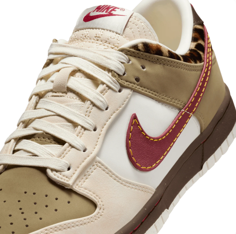 Nike Cream & Khaki Low-Top Sneakers with Leopard Accents