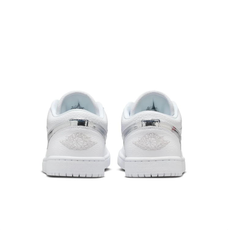 Jordan White Low-Top Sneakers with Metallic Silver Details