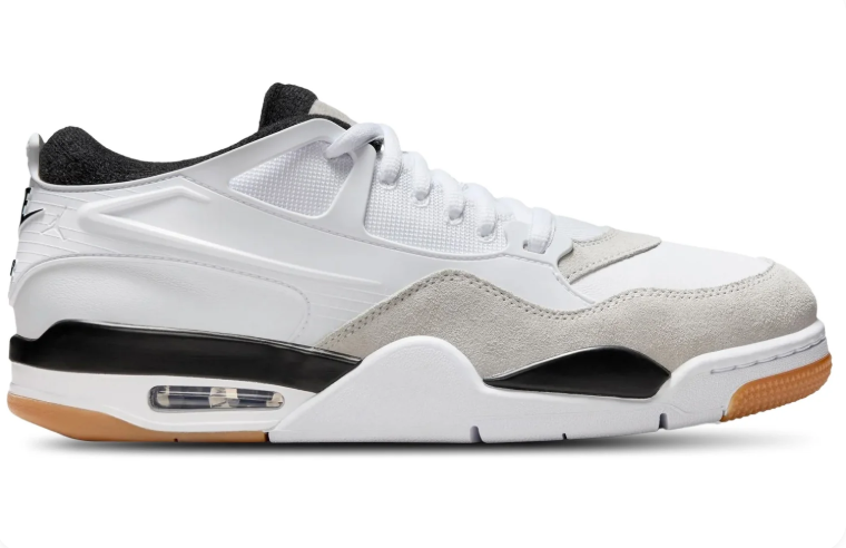 Jordan White & Black Low-Top Sneakers with Gum Accents